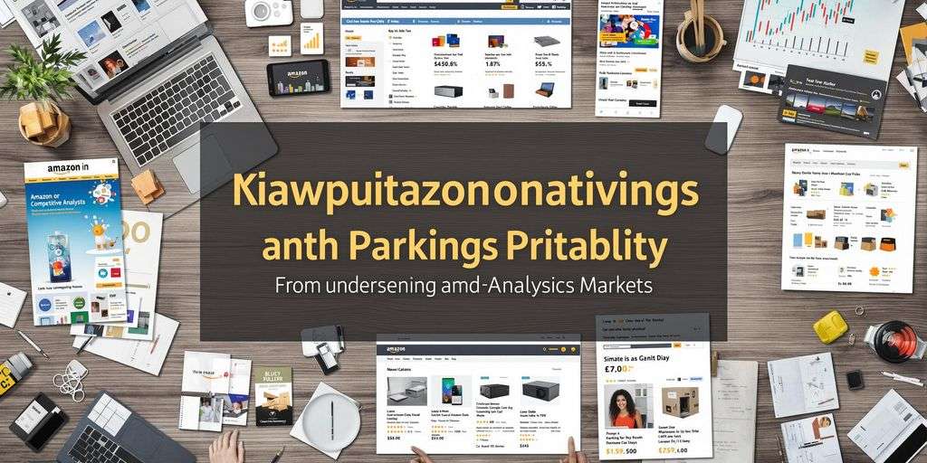A workspace with laptops and e-commerce tools for analysis.